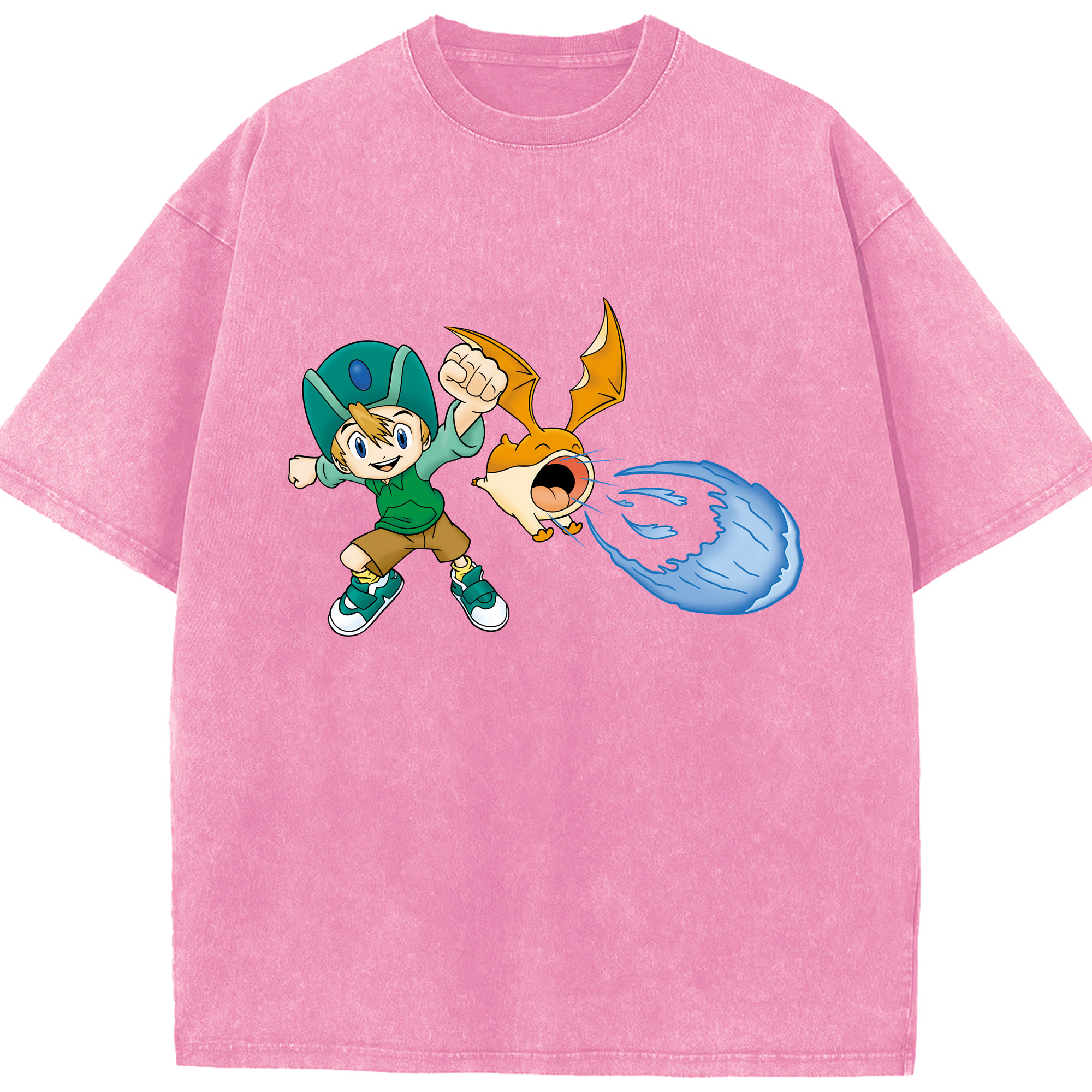 （画像用） Digimon デジタルモンスター/デジモン 綿100% ヴィンテージ風 半袖Tシャツ（フロントプリント）